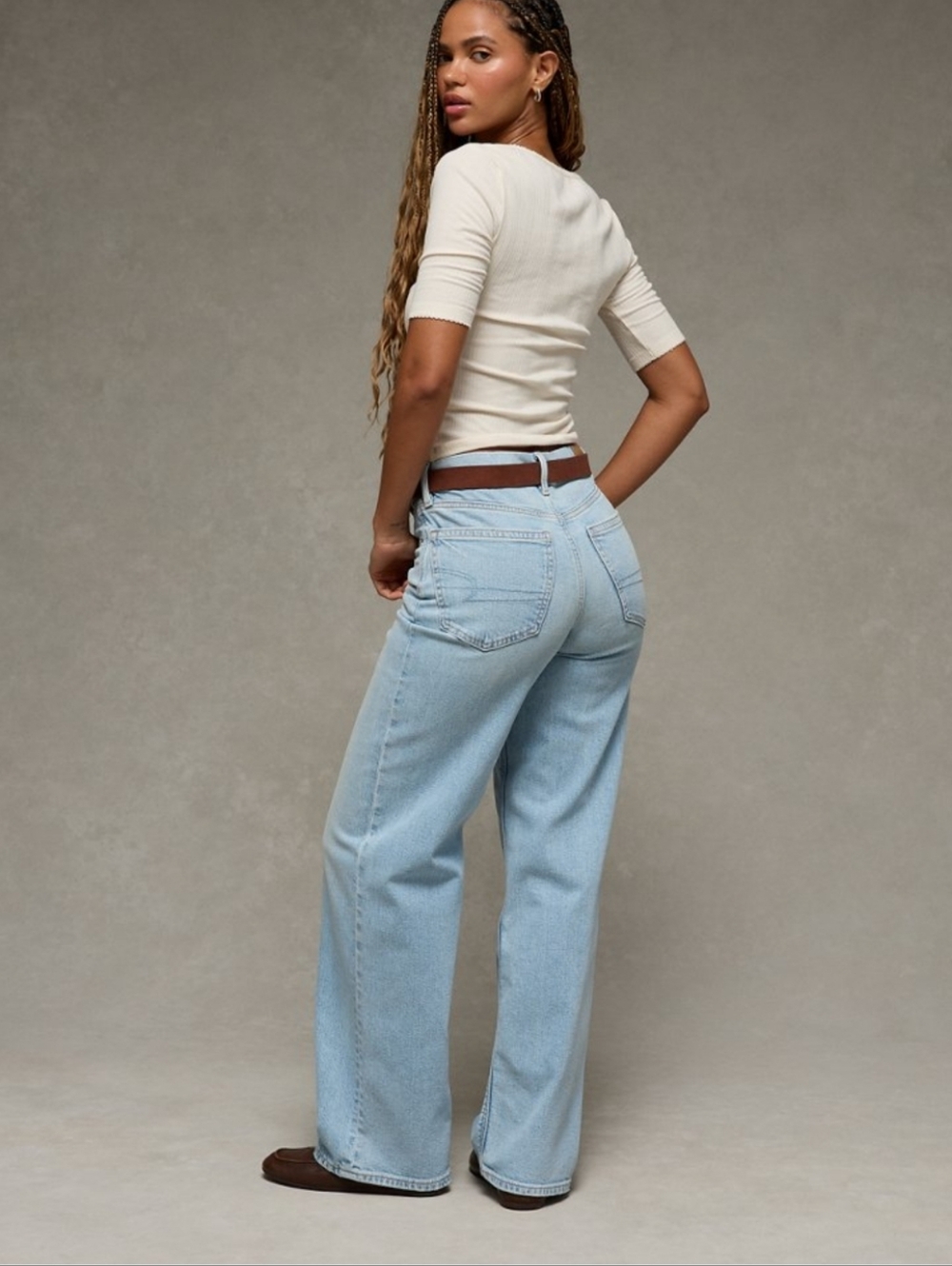 American Eagle Super High Rise Baggy Straight Jeans